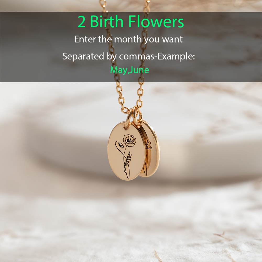 Personalized Women's Birth Flower Pendant Necklace in 18K Plated Design